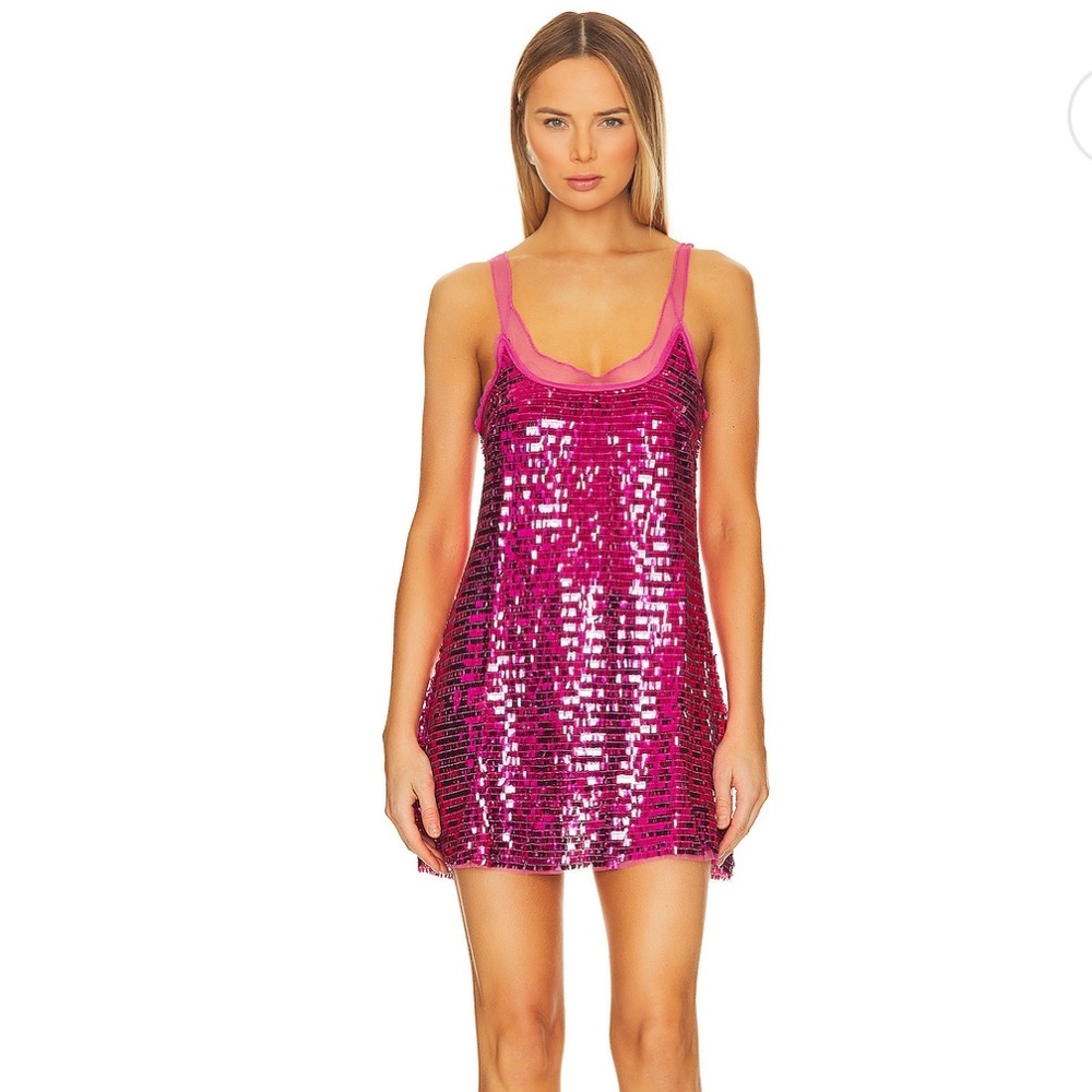 FP Hot Pink Disco Fever Mini Slip Dress